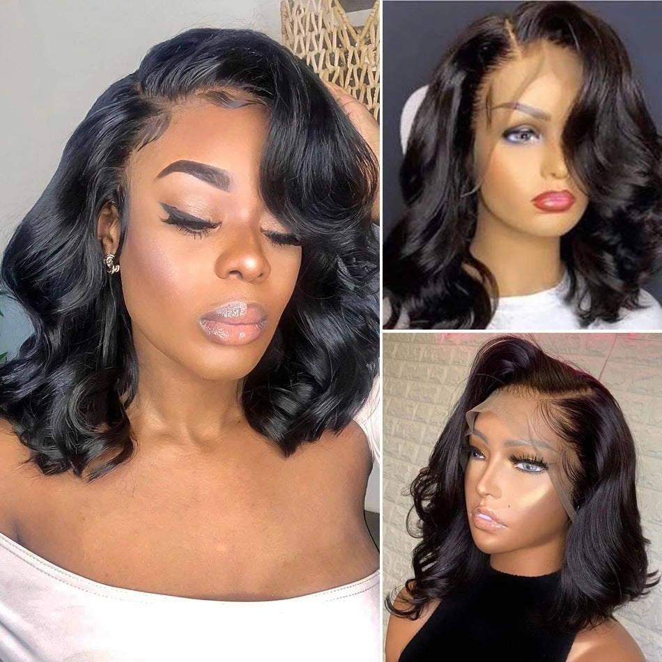 Jet Black Curly Bob Wig