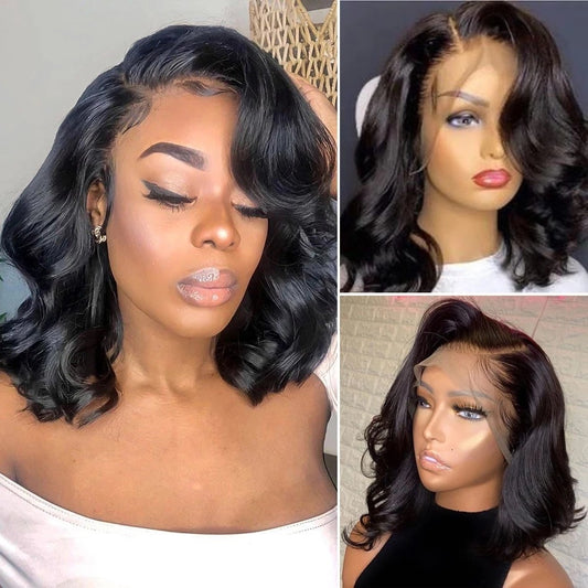 Jet Black Curly Bob Wig
